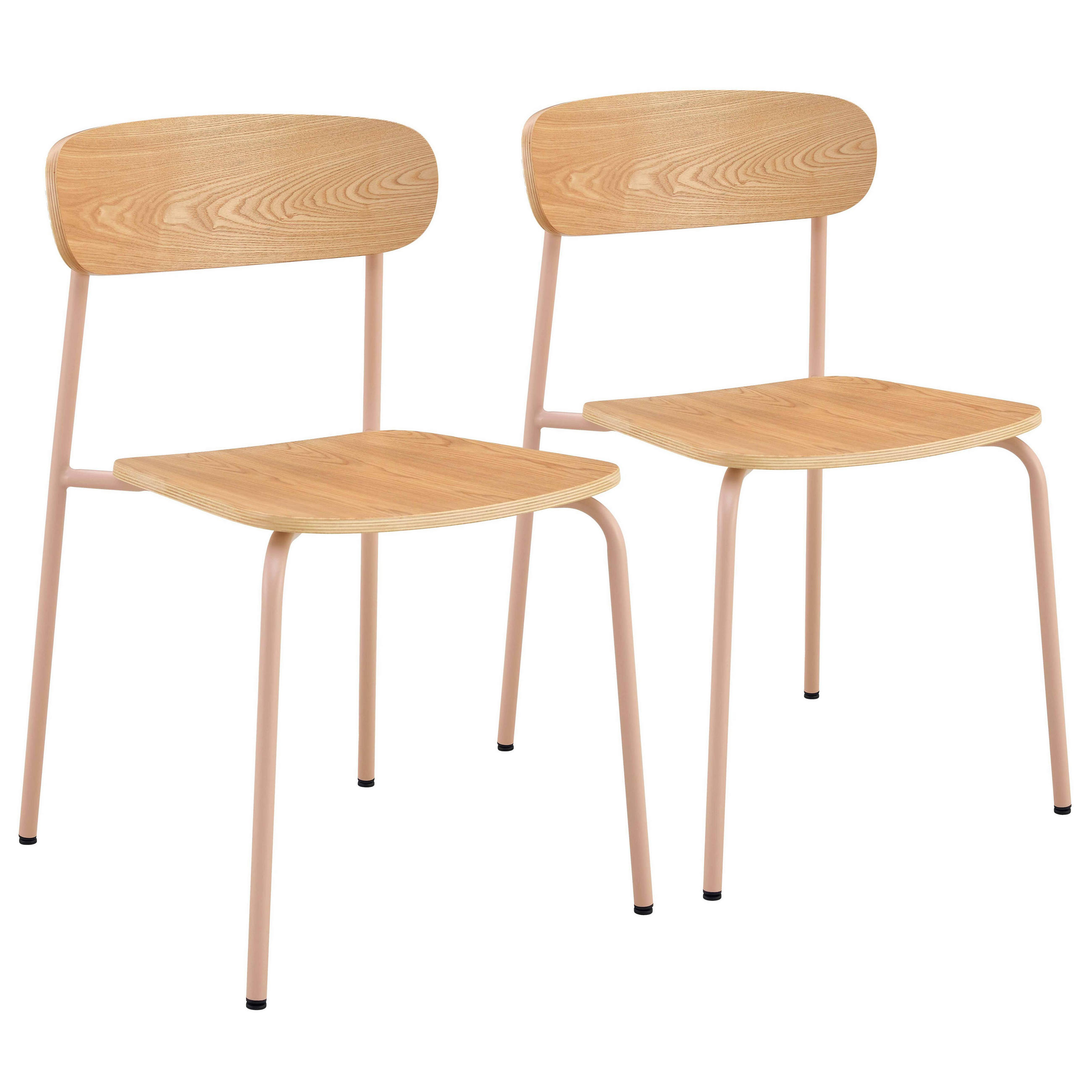 STUHL 2-tlg., Rosa - Pink, Holz/Metall (52/78/46cm) - Oviala
