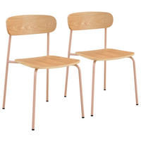 STUHL 2-tlg., Rosa - Pink, Holz/Metall (52/78/46cm) - Oviala