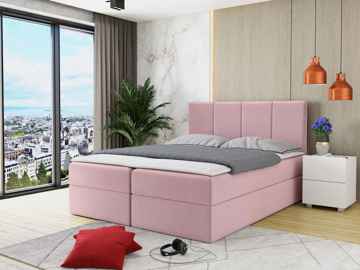 BOXBETT Rebos - Rosa, Holz/Textil (140/200cm) - MIRJAN24