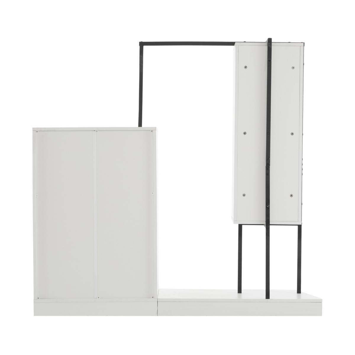 GARDEROBEN-SET in Weiß mit Kleiderstange und Schubladen für Schlafzimmer und Flur, B140/T40/H135 cm - Weiß, Holzwerkstoff/Metall (140/135/40cm) - STILVORA