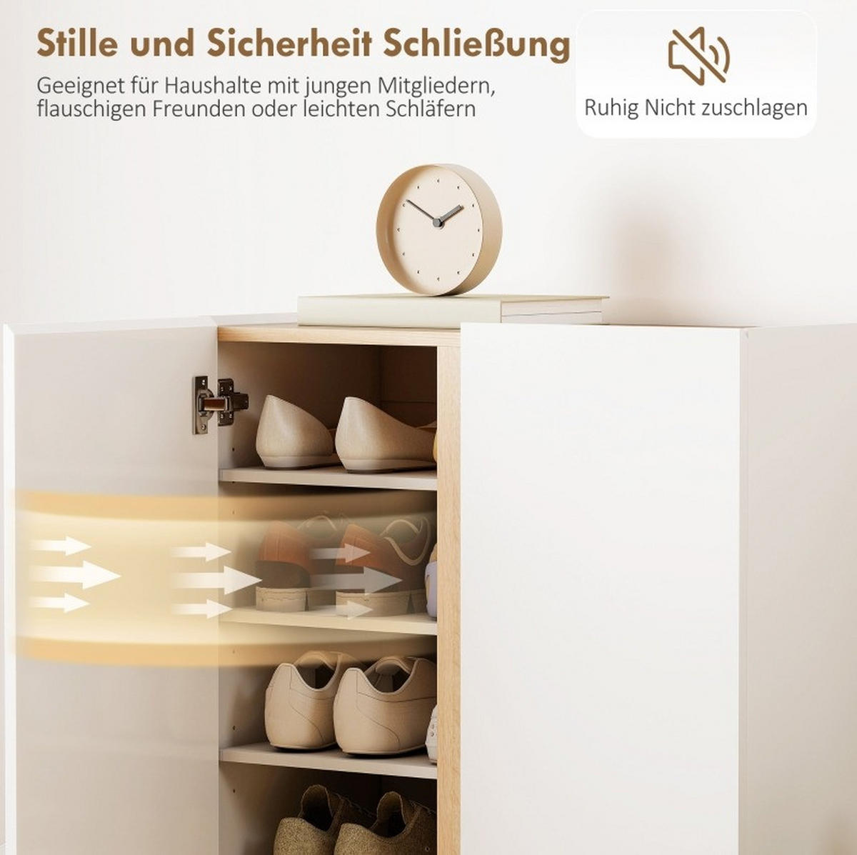 SCHUHSCHRANK 70/35/95 cm weiß aus Holz mit Soft-Close-Türen und verstellbaren Regalböden - Weiß, Holz (70/95/35cm) - OKWISH