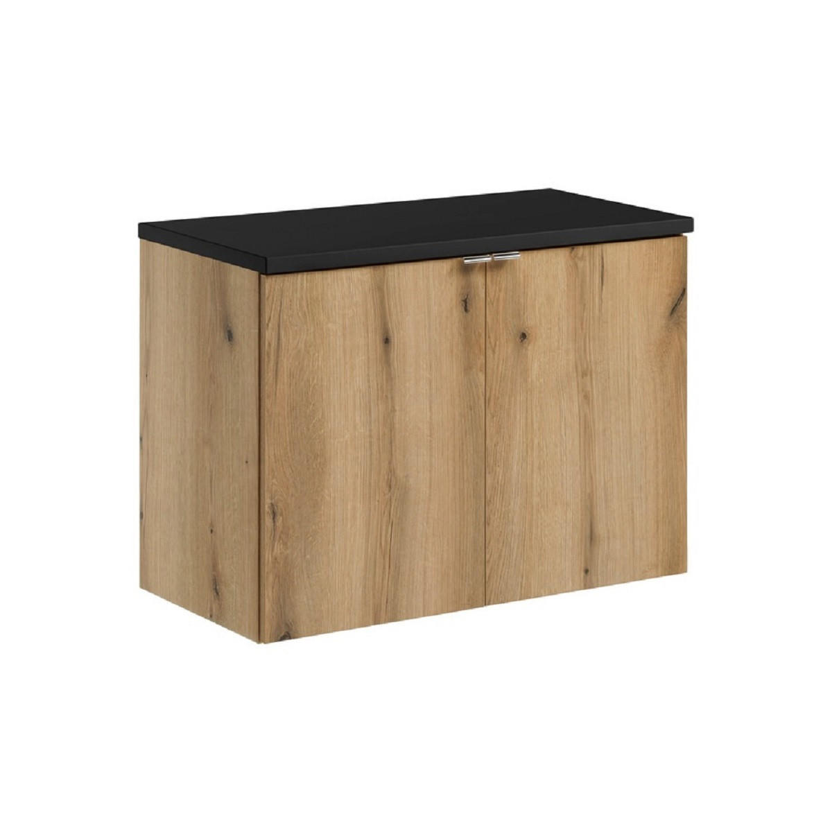 Milaros Markt Waschtischunterschrank Eiche Wotan, Schwarz 80x57x40 cm