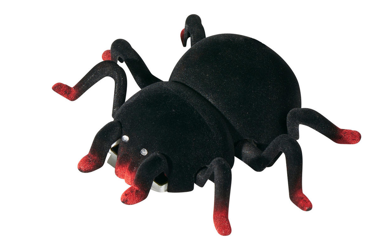 HALLOWEEN-SPINNE Ferngesteuert - mit 360° Rotation, leuchtenden Augen und beweglichen Beinen für gruselige Deko, Akku betrieben - Weiß, Kunststoff (15/12.3/4.5cm) - Northpoint