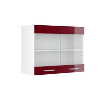 KÜCHENGLASSCHRANK R-Line Rot Hochglanz 80 cm - Rot/Weiß, Holzwerkstoff (80/60/31cm) - Vicco