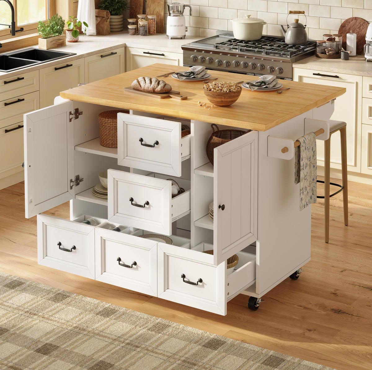 KÜCHENINSEL klappbar 120 x 73 x 92,5 cm Weiß MDF/Metall - Weiß, Metall (45/93/120cm) - Beauniv