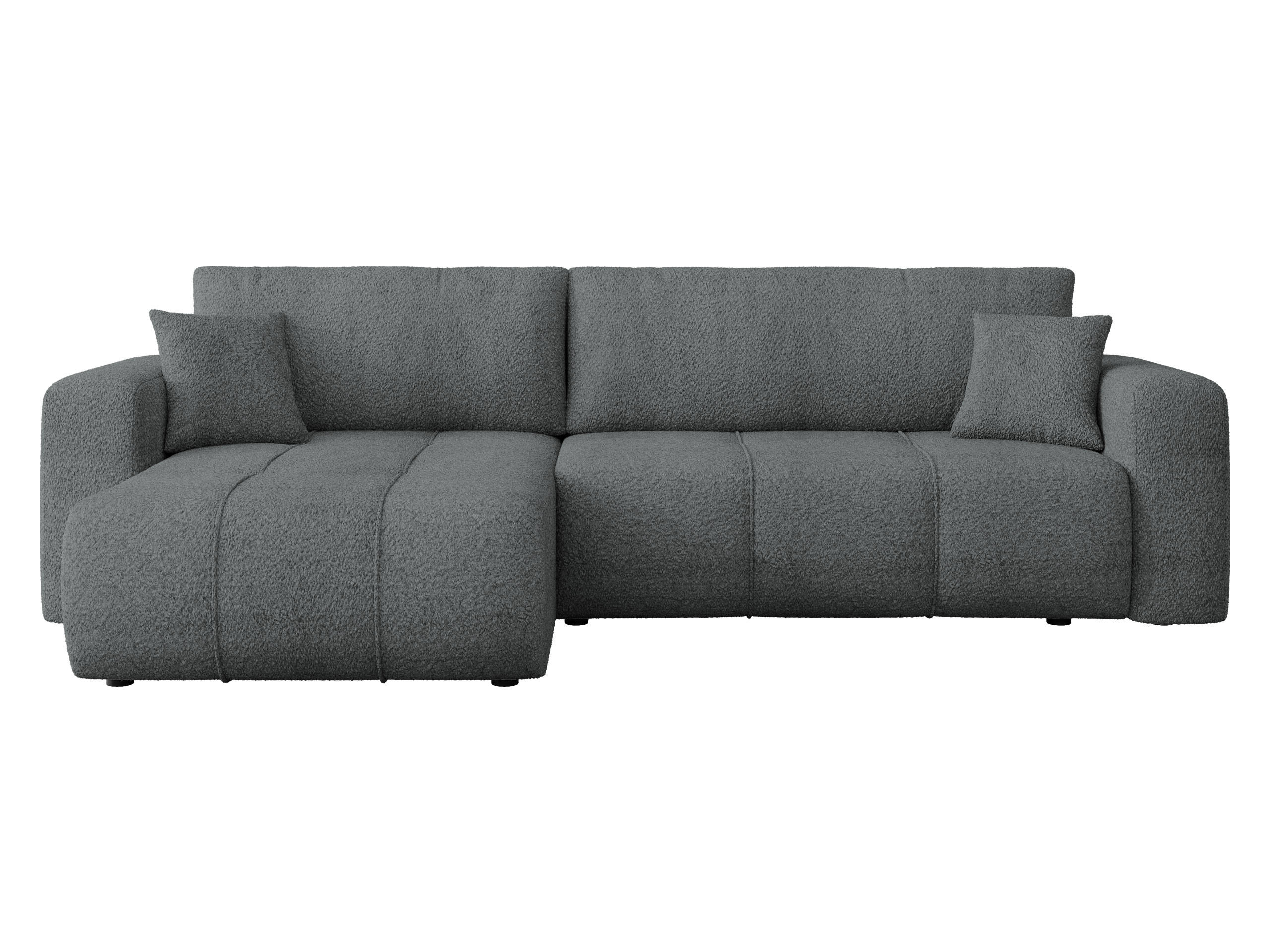 ECKSOFA Furyn Maxi Boucle - Dunkelgrau/Schwarz, Holzwerkstoff/Kunststoff (274/145cm) - MIRJAN24
