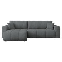 ECKSOFA Furyn Maxi Boucle - Dunkelgrau/Schwarz, Holzwerkstoff/Kunststoff (274/145cm) - MIRJAN24