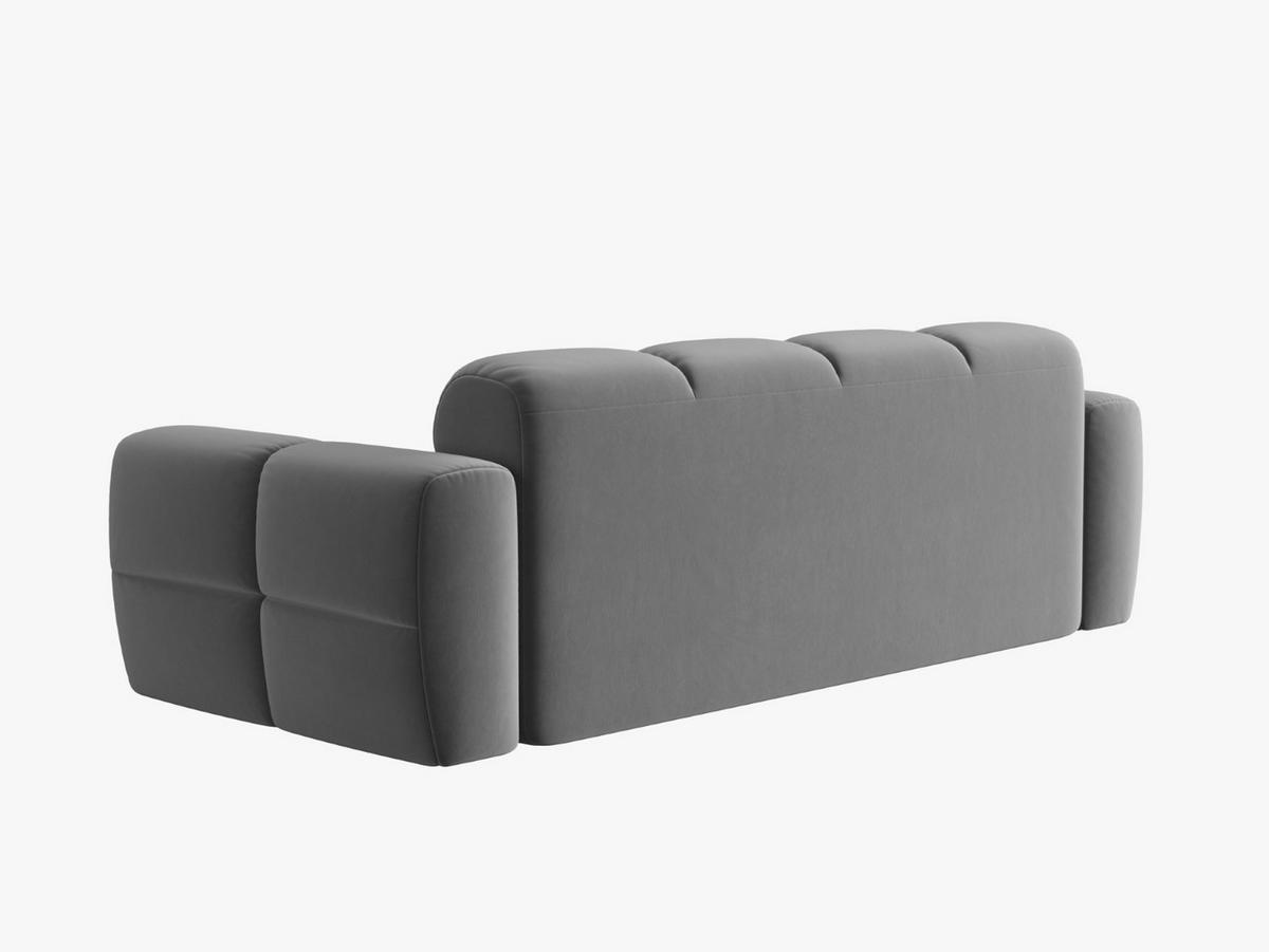 SOFA Lisa aus Samt hellgrau 3 Sitzplätze - Hellgrau, Textil (101/77/216cm) - Micadoni
