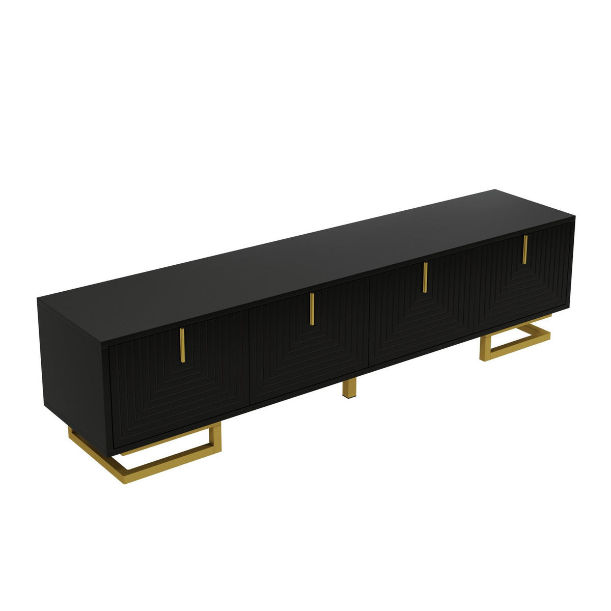 LOWBOARD 160/38/44.5 cm Schwarz aus Spanplatte mit 4 Türen - Schwarz, Holzwerkstoff (38/44.5/160cm) - OKMYHOME