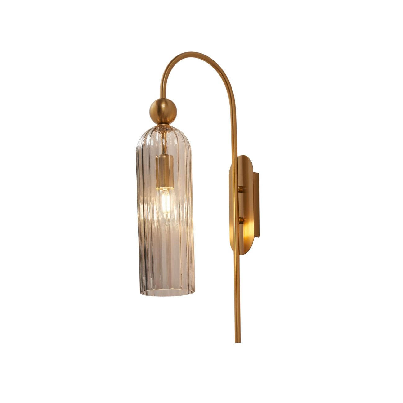 WANDLEUCHTE Leonora, Rauchgrau und Messing, 53.5cm - Goldfarben, Glas (10/53.5/27cm) - KOSILUM
