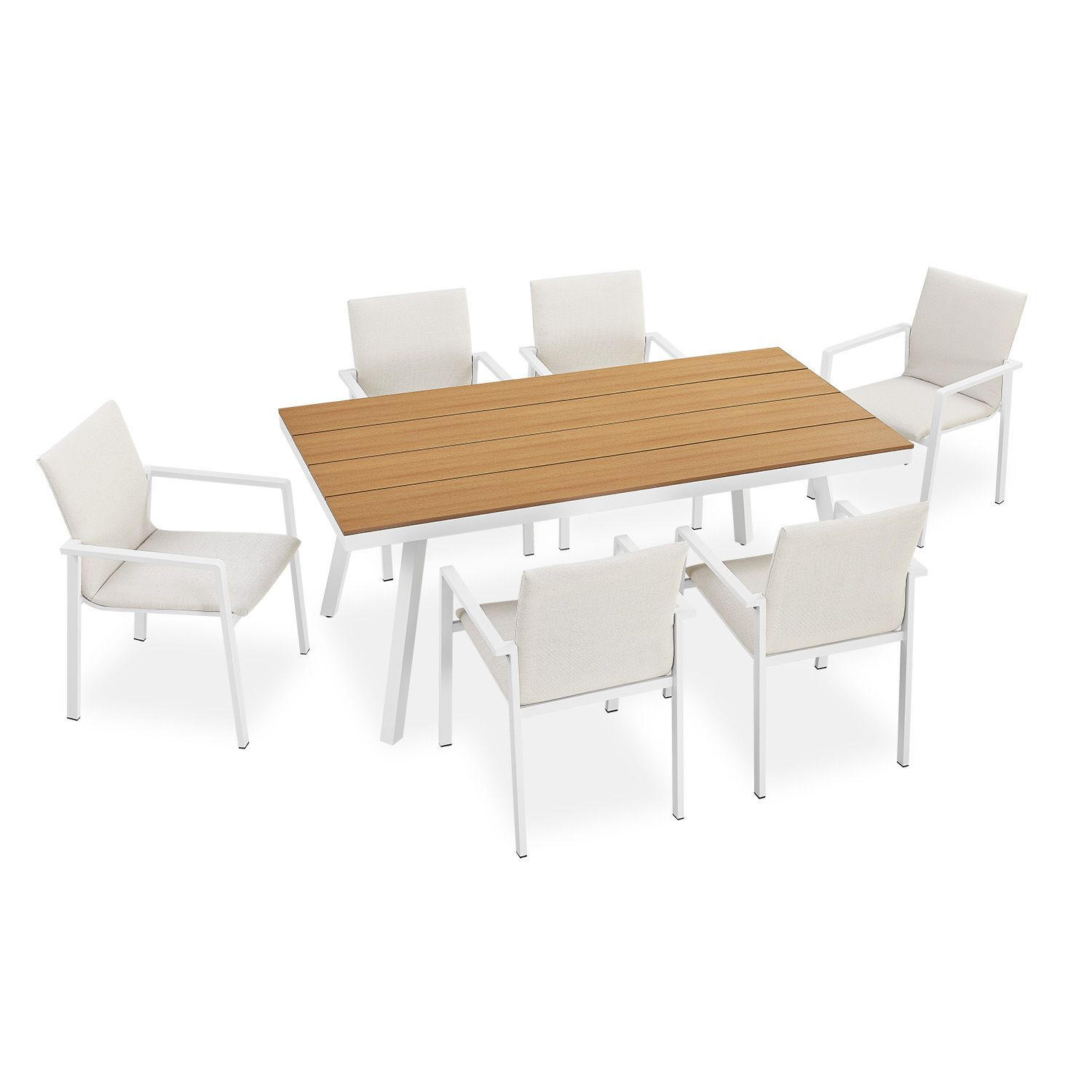 GARTENMÖBEL-SET Maui beige - Beige, Metall - Juskys