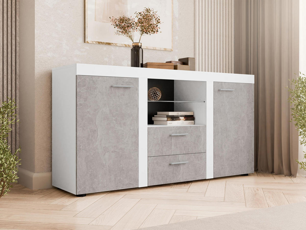 KOMMODE Rumba - Weiß/Grau, Holzwerkstoff (156/82/40cm) - MIRJAN24