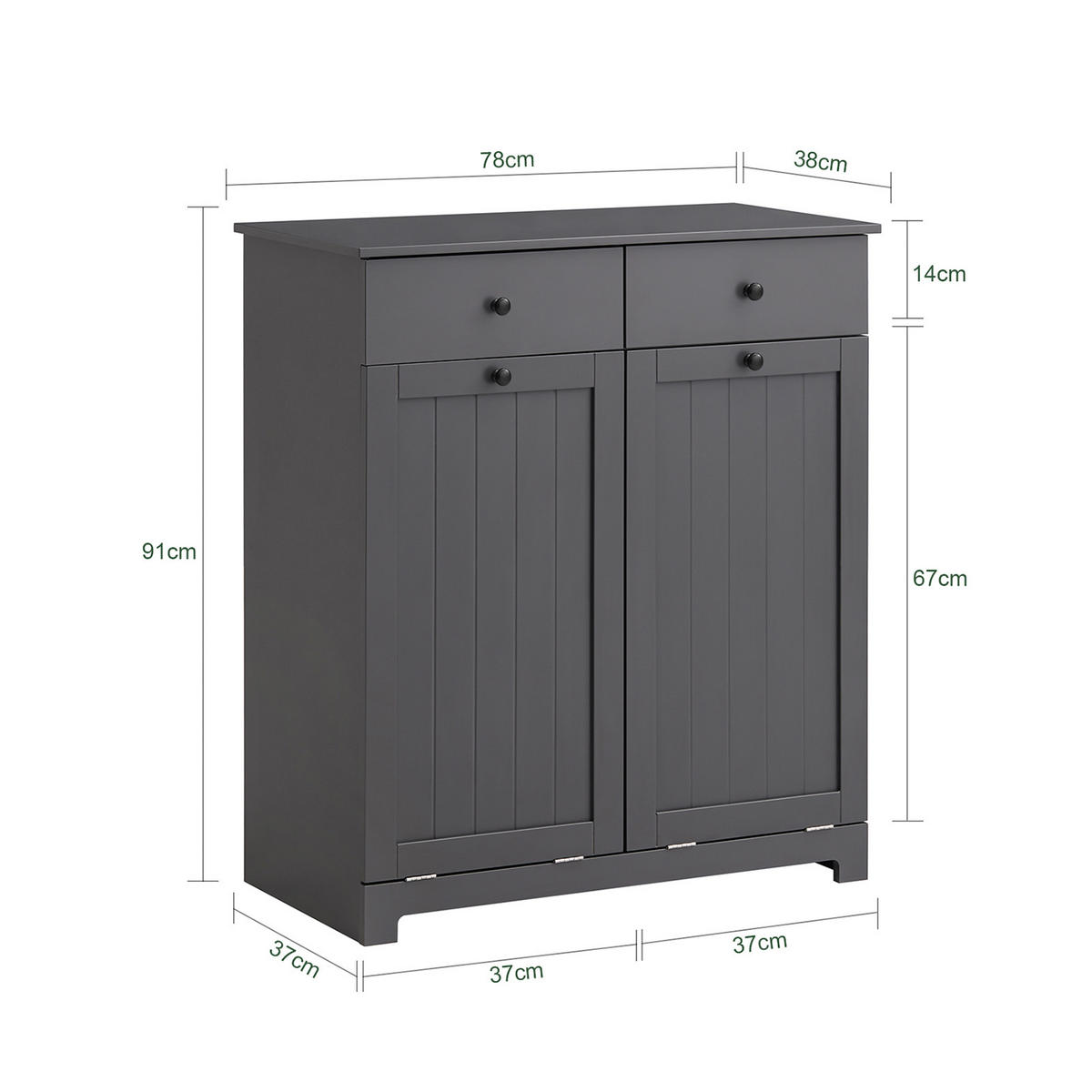WÄSCHESCHRANK Grau - Grau, Holzwerkstoff (78/90/38cm) - SoBuy