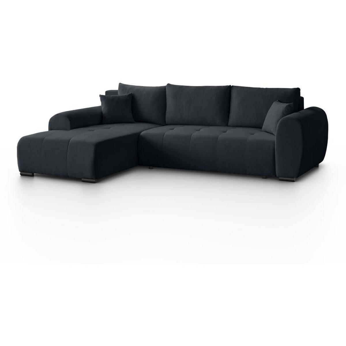 ECKSCHLAFSOFA Diana mt Bettkasten schwarz links - Schwarz, Textil (255/175cm) - Beautysofa