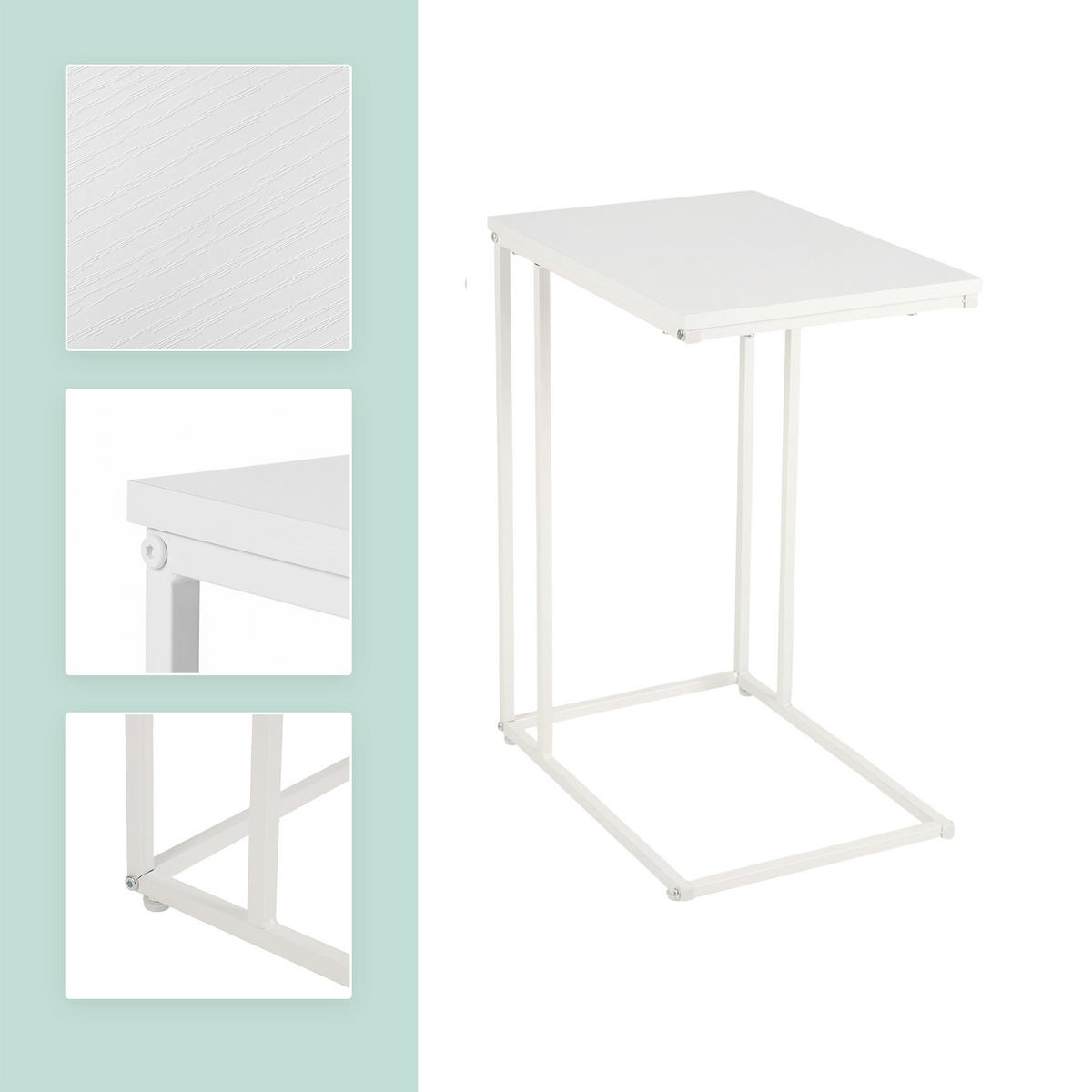 BEISTELLTISCH - Weiß, Holzwerkstoff/Metall (35/50/64cm) - Relaxdays