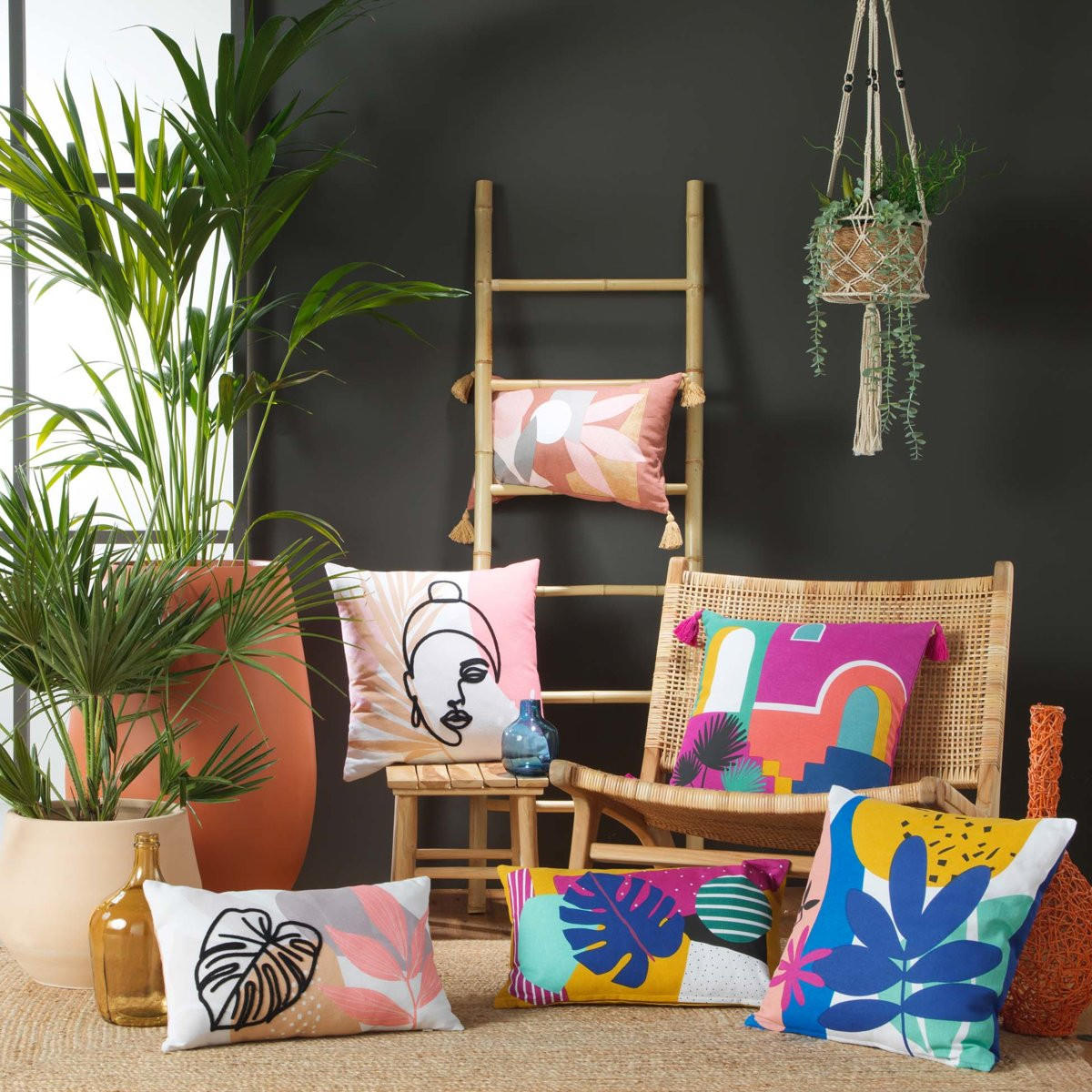 ZIERKISSEN Papaya 45/45 cm - Multicolor, Naturmaterialien (45/45cm) - Douceur d´intérieur