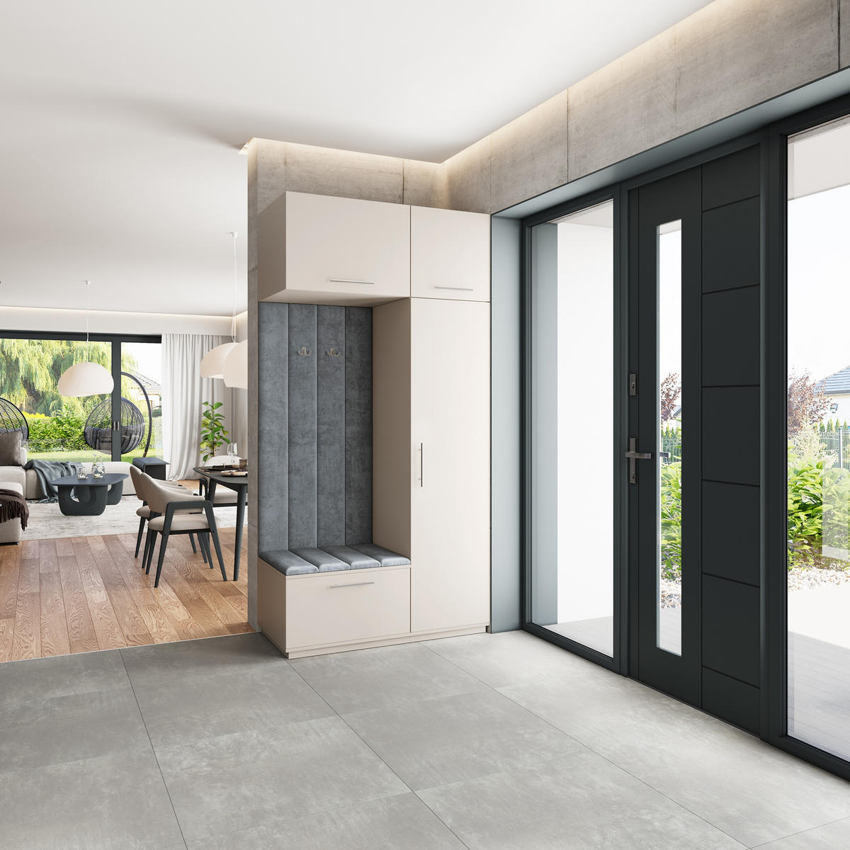 GARDEROBENSCHRANK REMA 120/240/60 cm Modern Garderobe-Set Kaschmir - Kaschmir/Grau, Holzwerkstoff (120/240/60cm) - MASSENO