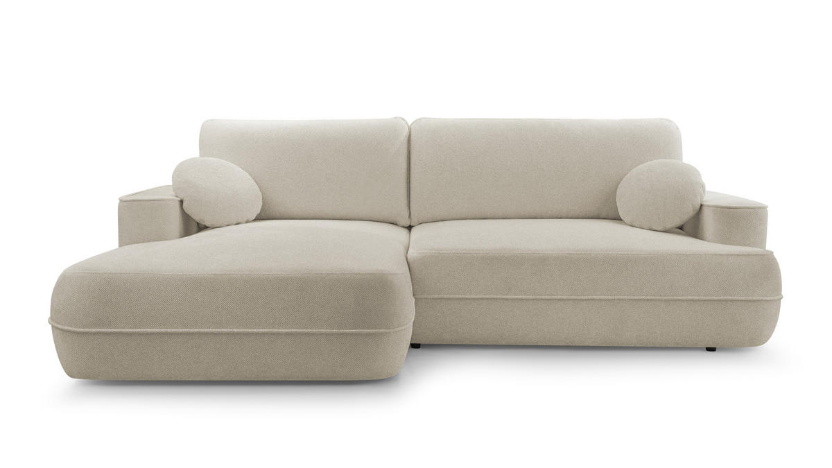 ECKCOUCH L Form Peoni Beige 267/168/87 cm mit Schlaffunktion L - Beige/Schwarz, Kunststoff/Textil (168/267cm) - AX Living