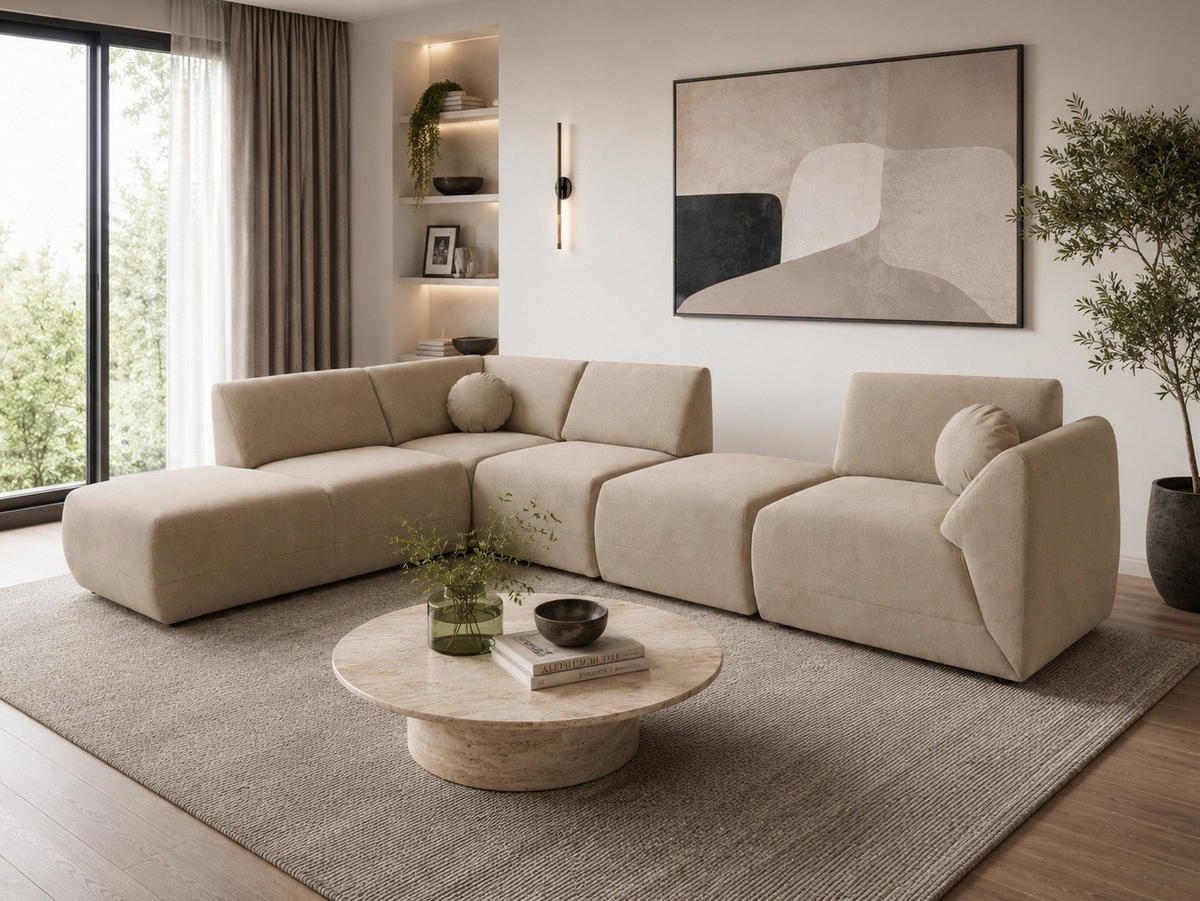 ECKSOFA Cordoba Modulares Links Beige - Beige, Textil (352/244cm) - KS Home Concept