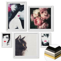 WANDBILDER 5er-Set - 50x50 cm & 20x30 cm & 40x60 cm Weißer Rahmen - Boho-Buch mit Muscheln - Weiß, Kunststoff (40/60cm) - ArtPrintCave