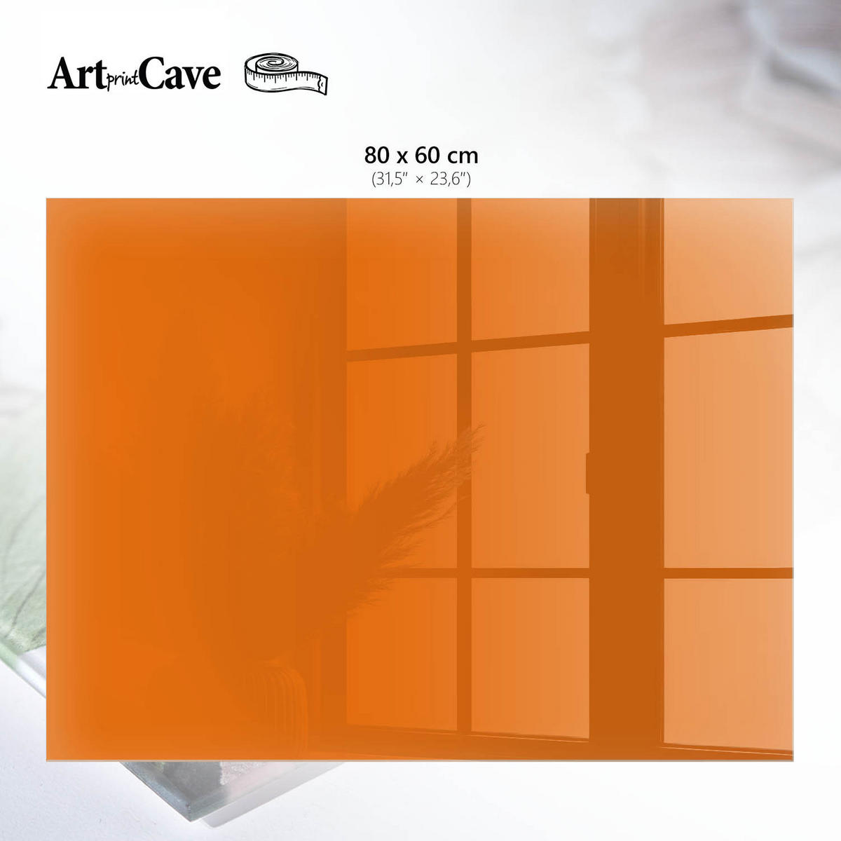 GLASPLATTE 80x60 cm – Kräftiges Orange - Grau, Glas (0.4/80/60cm) - ArtPrintCave