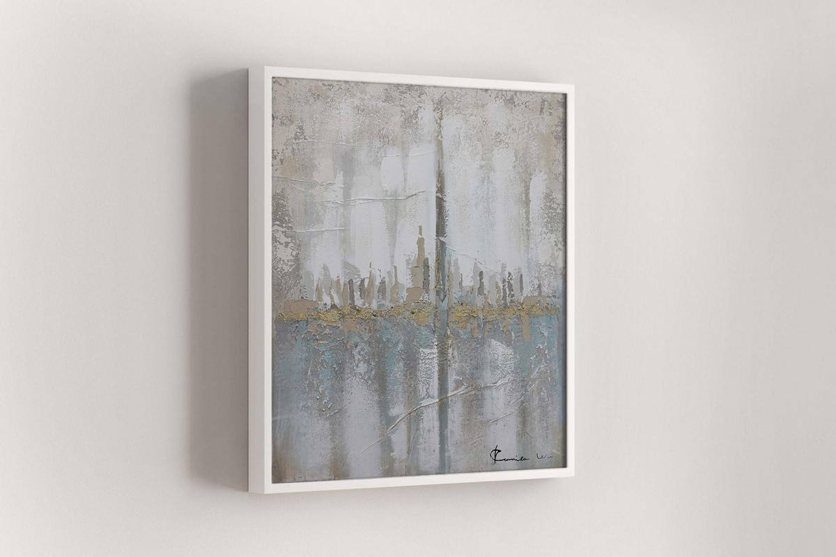 ACRYLBILD HANDGEMALT 80/80 cm - Blau/Grau, Holz/Textil (80/80cm) - KUNSTLOFT