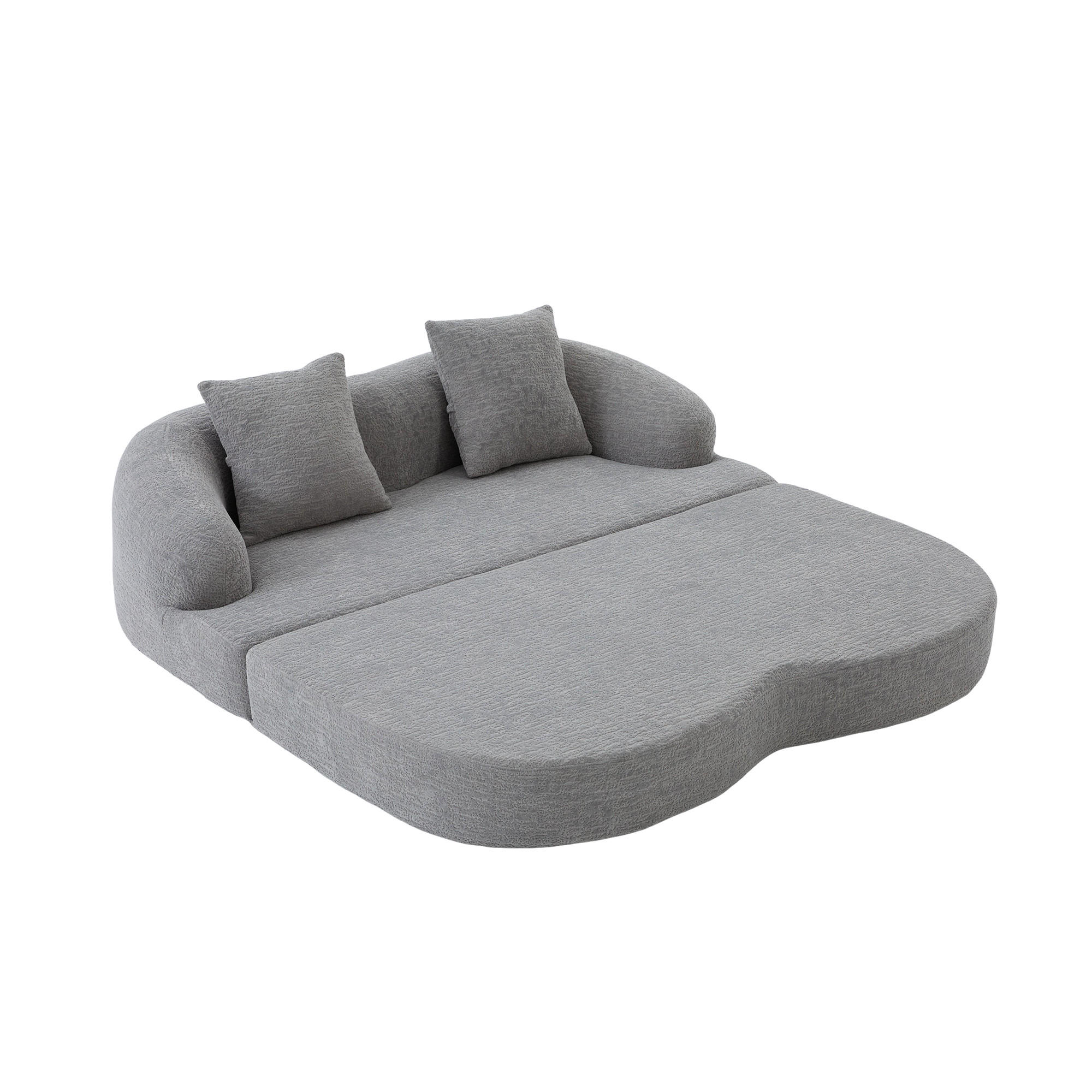 SCHLAFSOFA, 2 Sitzer aus Chenille, Klappsofa Bodensofa mit Schlaffunktion, Hellgrau - Hellgrau, Textil (157/44/153cm) - LVHOM