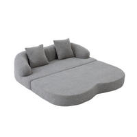 SCHLAFSOFA, 2 Sitzer aus Chenille, Klappsofa Bodensofa mit Schlaffunktion, Hellgrau - Hellgrau, Textil (157/44/153cm) - LVHOM