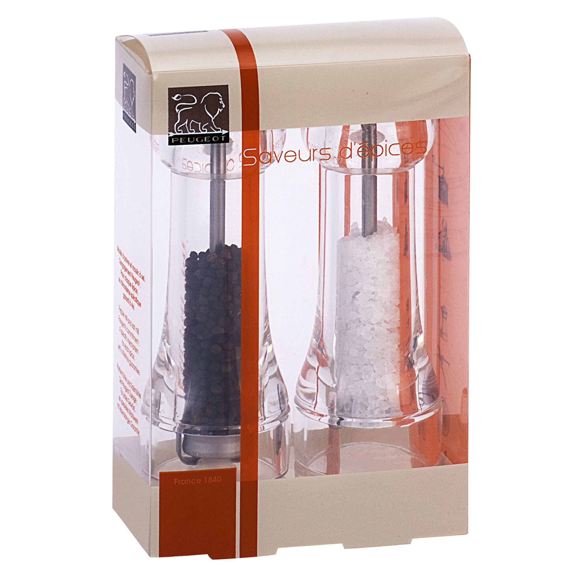 MÜHLENSET Toul 11cm Pfeffer- & Salzmühle Acryl Stahlmahlwerk - Transparent, Kunststoff (11/11/5.5cm) - PEUGEOT