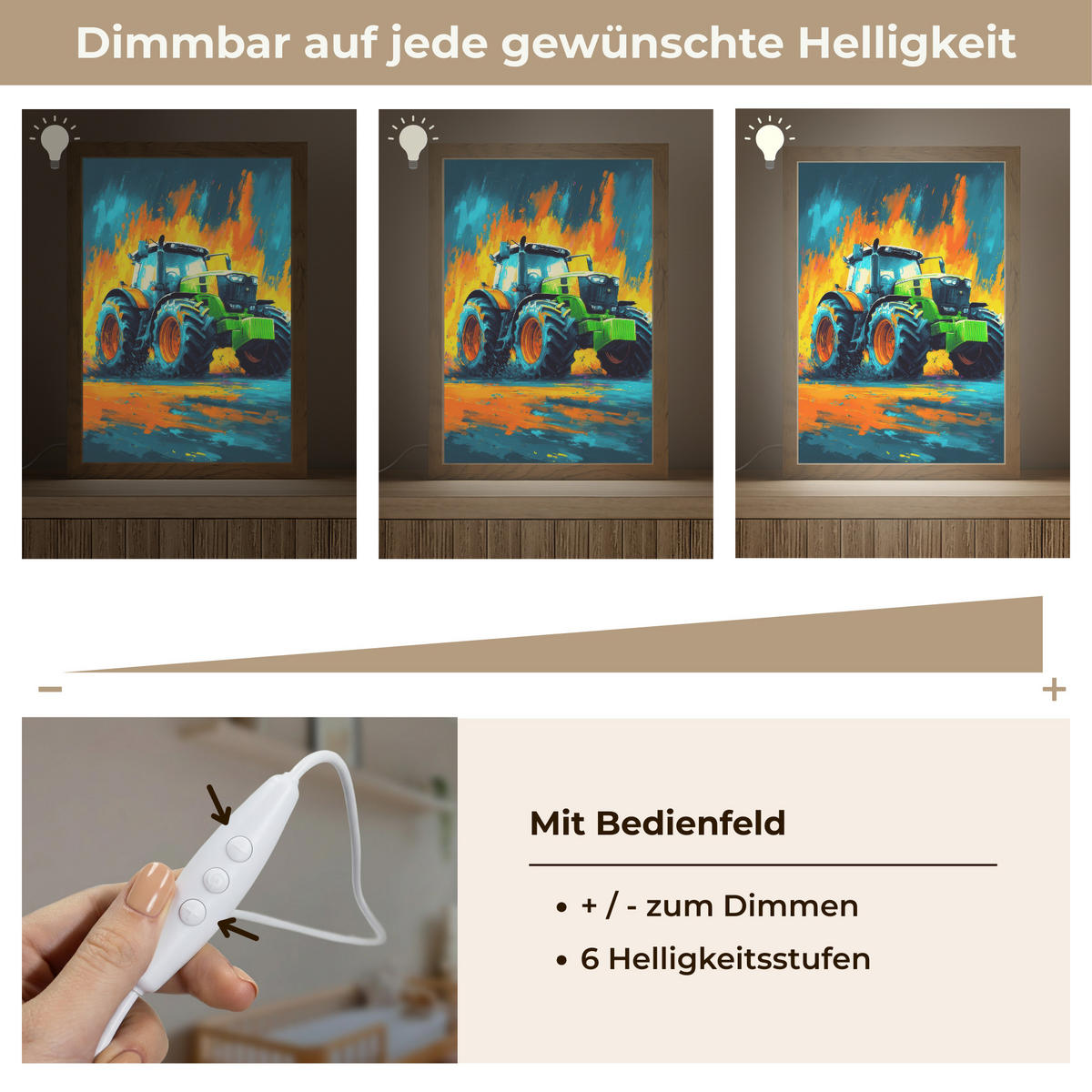 NACHTTISCHLAMPE Abstrakt - Traktor - Grün 20x30 cm - Dunkelblau, Holzwerkstoff (8/20/30cm)