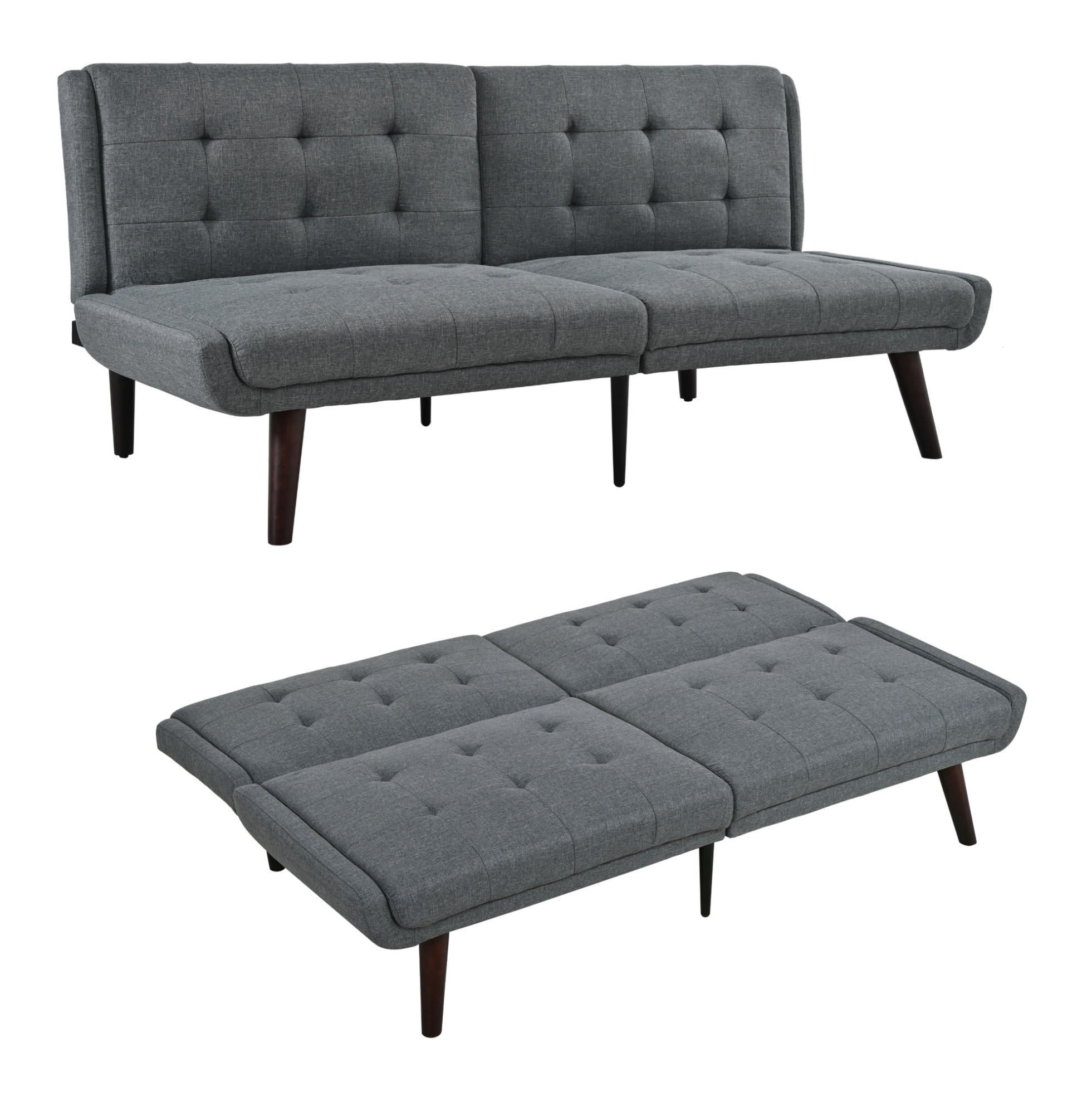 SCHLAFSOFA aus Leinen 146 cm in Grau mit 5-fach verstellbarer Rückenlehne - Grau, Textil (157/70/51cm) - Modfu