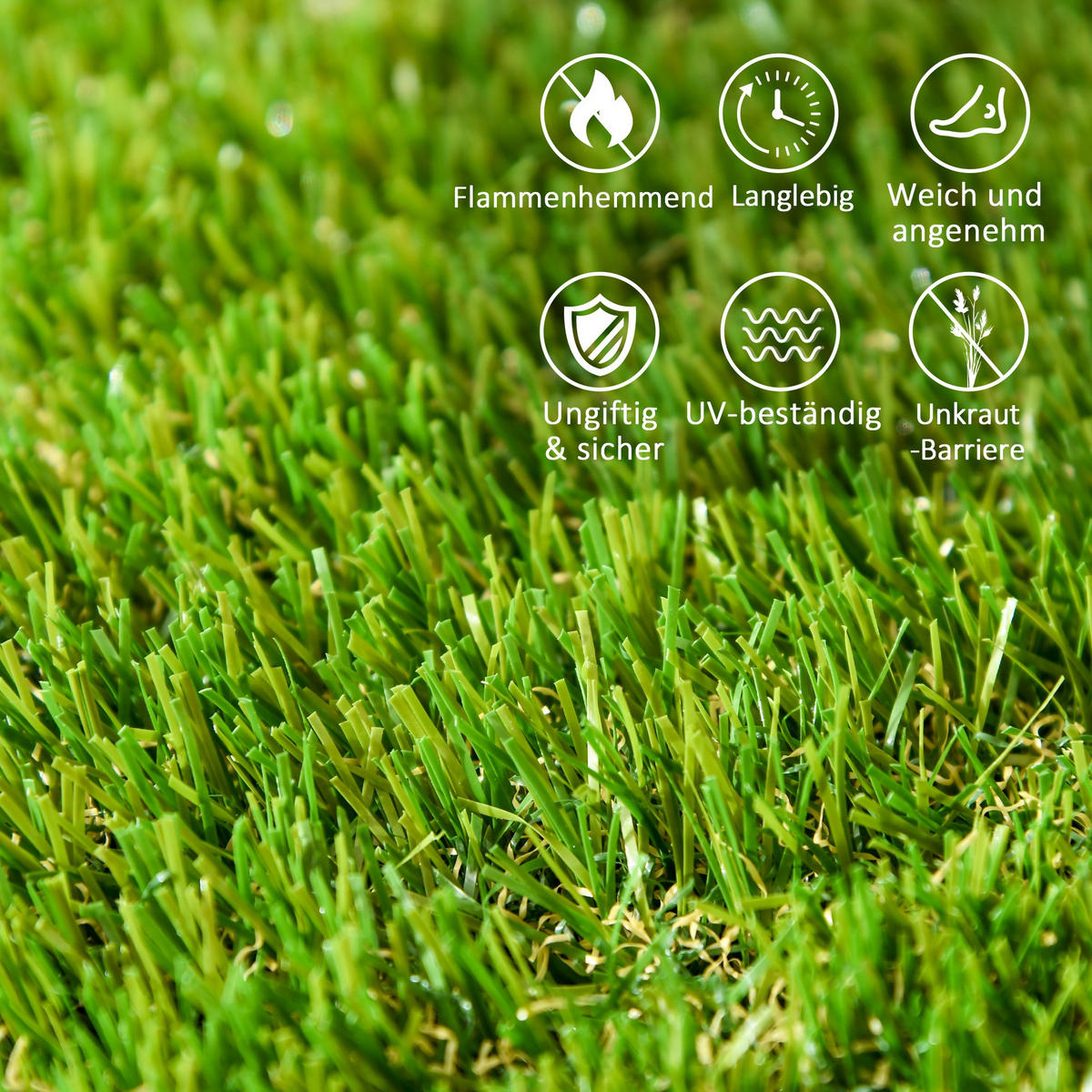 KUNSTRASEN, Dunkelgrün, Kunststoff - Dunkelgrün, Kunststoff (30/30/3.5cm) - Outsunny