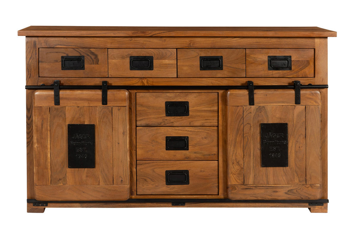 SIDEBOARD LIBRO - Braun/Naturfarben, Akazienholz/Holz (150/90/45cm) - SAM