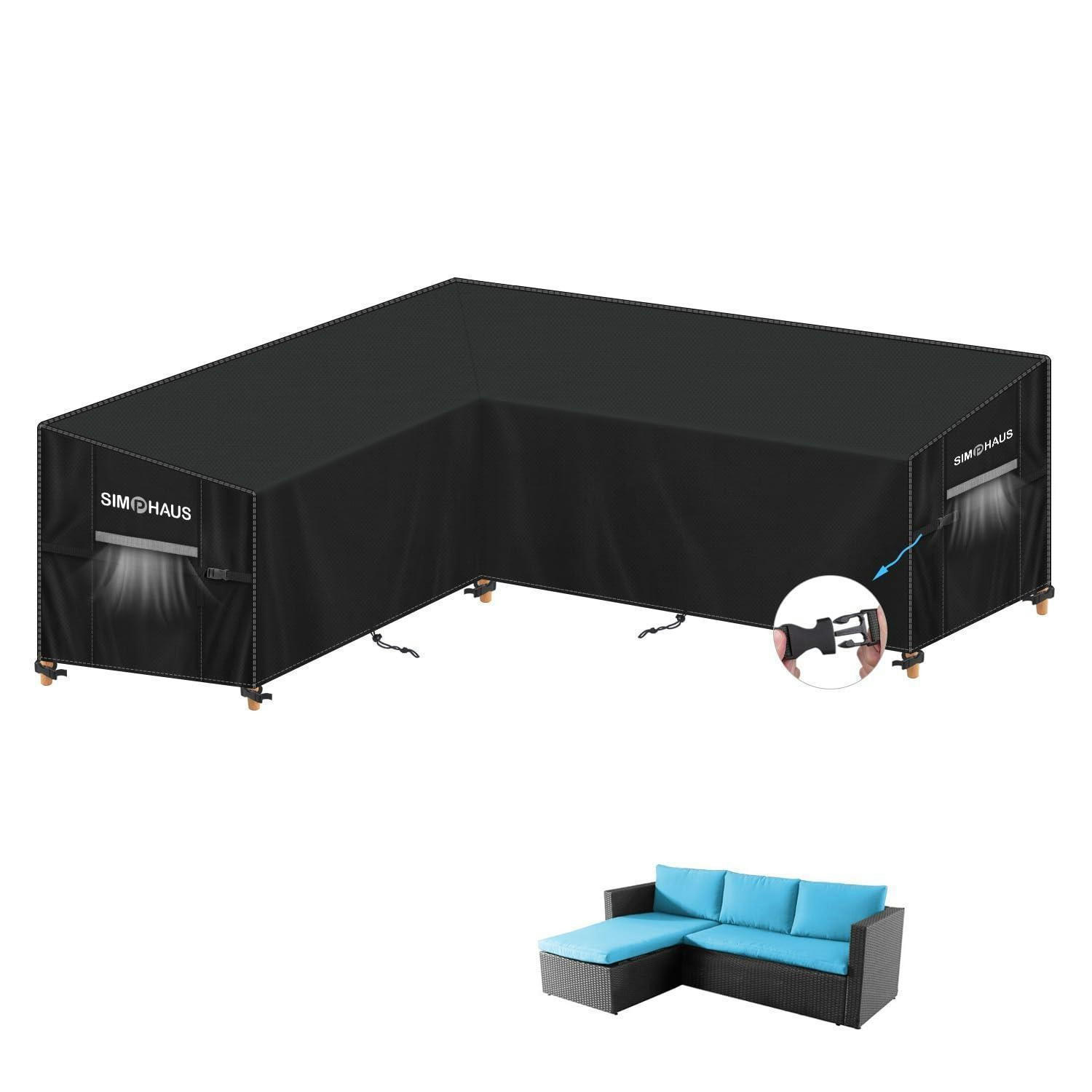 ABDECKHAUBE für L-Form Sofa 420D Oxford 140x210x90x80/60cm - Schwarz, Textil (210/80/210cm)