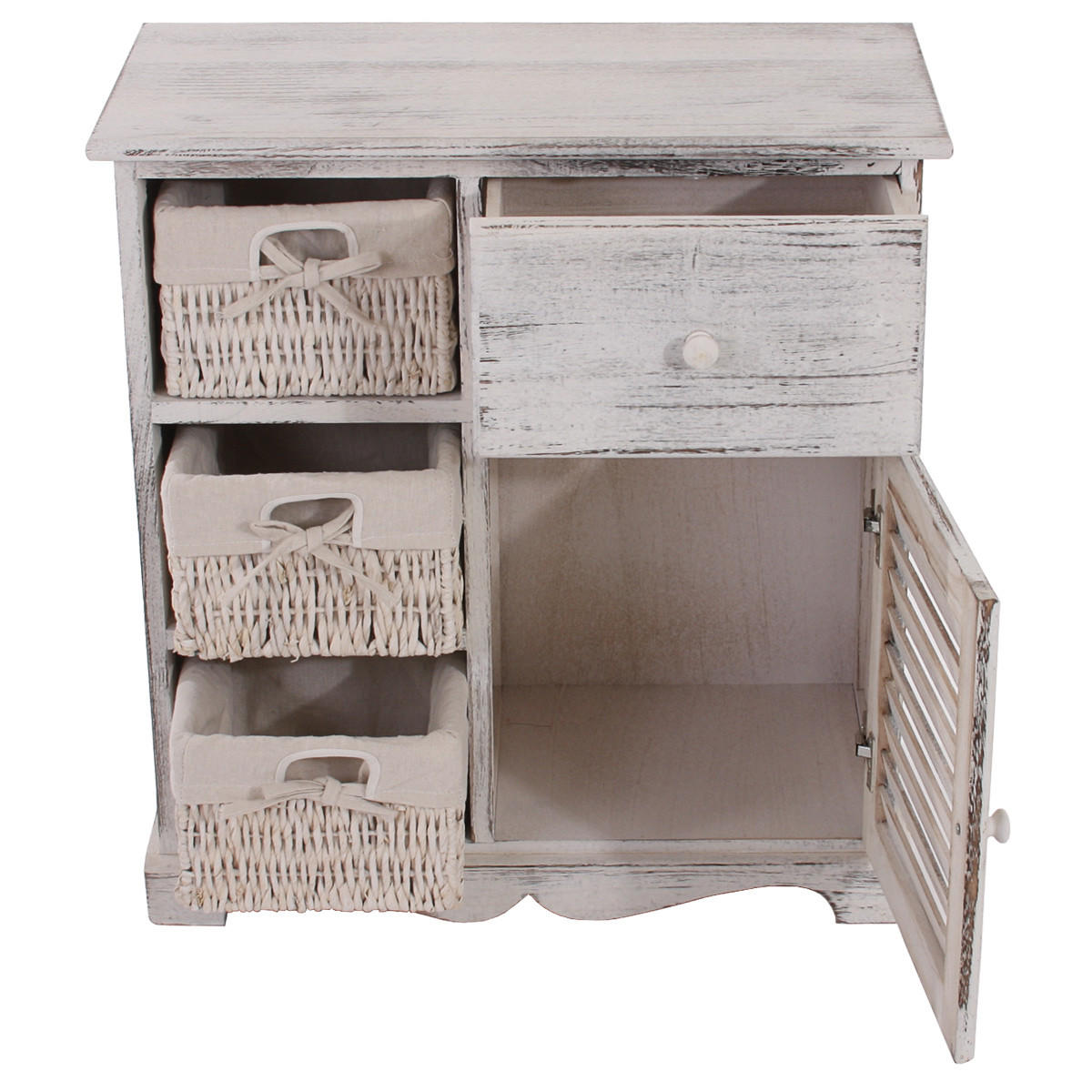 KOMMODE SCHRANK MIT 3 KÖRBEN Weiß - Weiß, Holz (60/63/30cm) - MCW