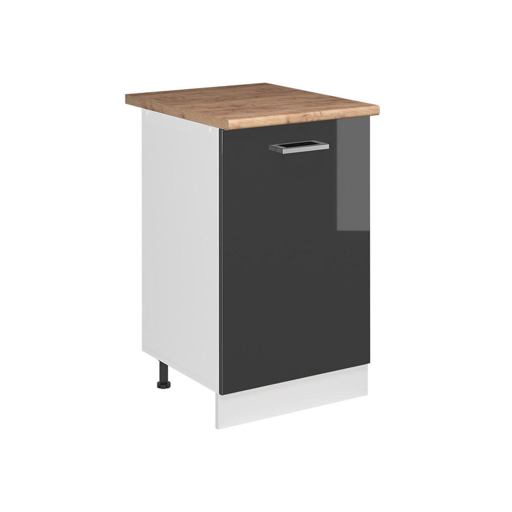 KÜCHENUNTERSCHRANK R-Line, Anthrazit Hochglanz/Weiß, 50 cm Arbeitsplatte Goldkraft Eiche - Anthrazit/Weiß, Holzwerkstoff (50/81.6/60cm) - Vicco