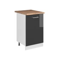 KÜCHENUNTERSCHRANK R-Line, Anthrazit Hochglanz/Weiß, 50 cm Arbeitsplatte Goldkraft Eiche - Anthrazit/Weiß, Holzwerkstoff (50/81.6/60cm) - Vicco