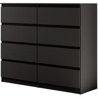 KOMMODE Lemon 120 cm mit acht Schubladen schwarz matt - Schwarz, Holzwerkstoff (120/101.5/39cm) - Beautysofa