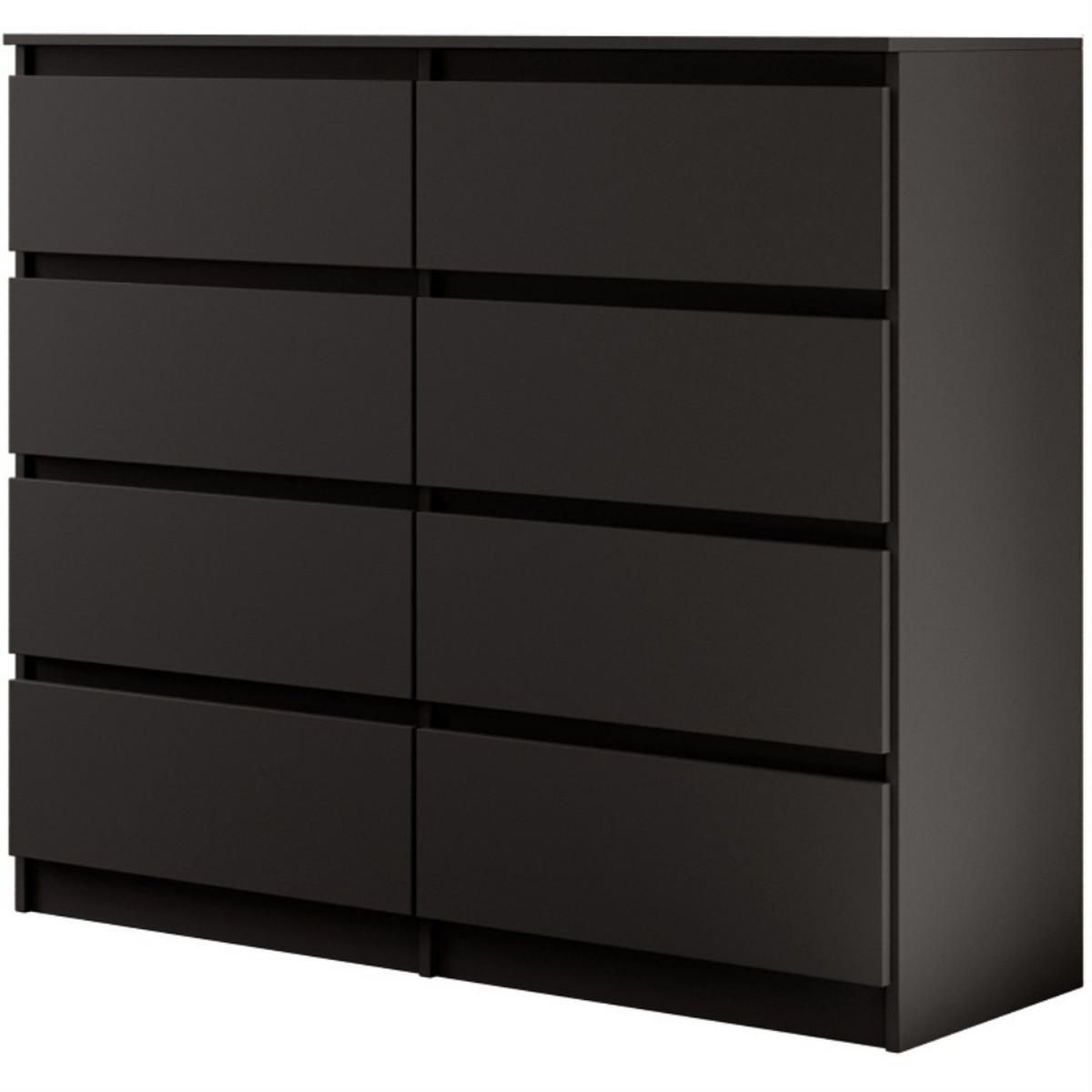 KOMMODE Lemon 120 cm mit acht Schubladen schwarz matt - Schwarz, Holzwerkstoff (120/101.5/39cm) - Beautysofa