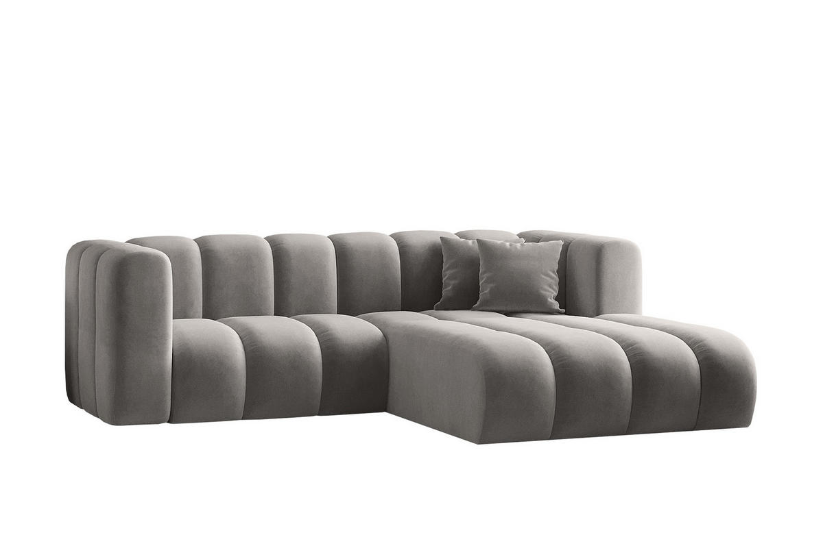 ECKSOFA L-from, Sofa Grand modular stoff Salvador Grau Rechts - Grau, Holz (227/179cm) - Kaiser Möbel