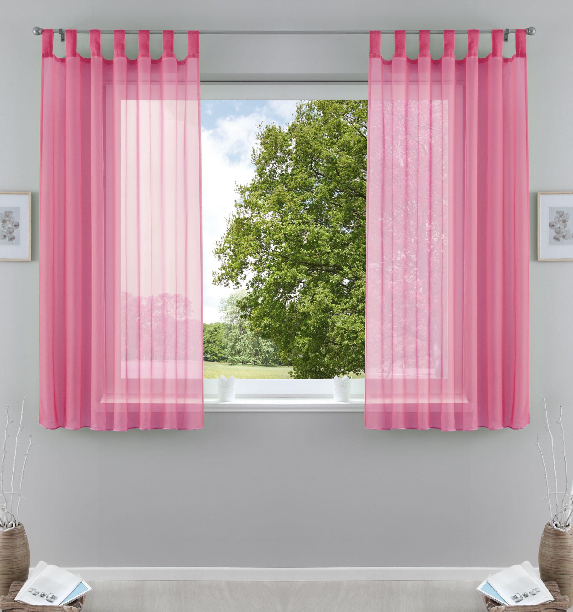SCHLAUFENGARDINEN Voile 2er Set 175x140 cm Rosa - Pink, Textil (140/175cm) - Gardinenbox.eu