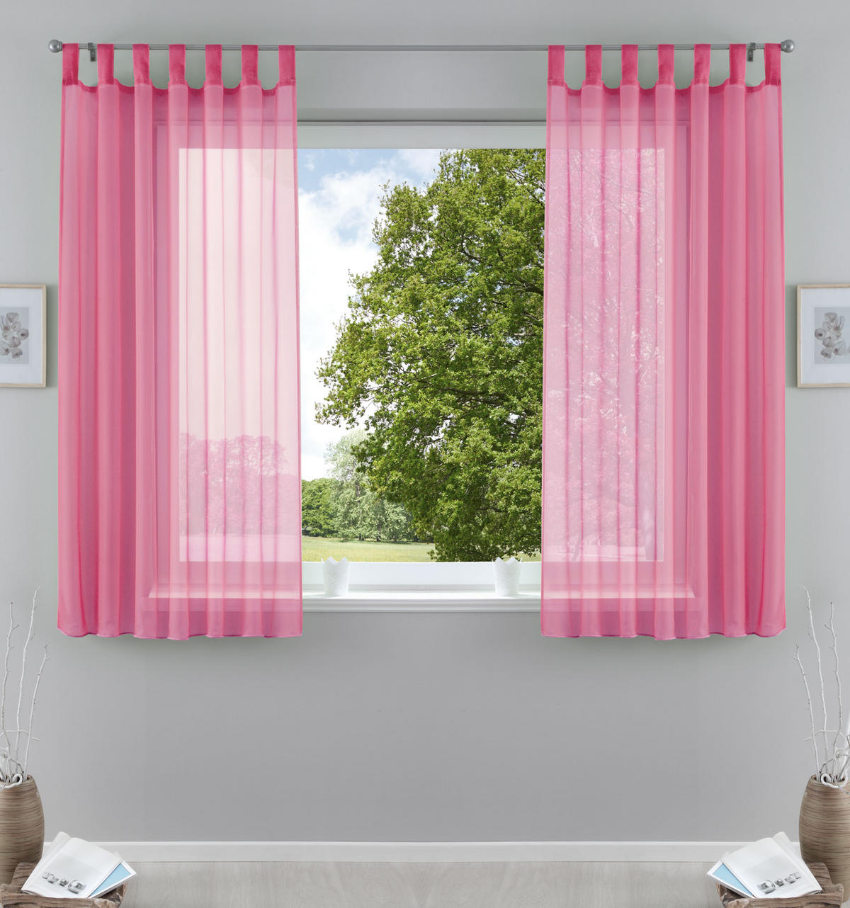SCHLAUFENGARDINEN Voile 2er Set 175x140 cm Rosa - Pink, Textil (140/175cm) - Gardinenbox.eu