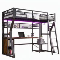 HOCHBETT 90/200 cm aus MDF+Metall mit Lichtleiste, Steckdose, Schwarz - Schwarz, Holzwerkstoff (90/200cm) - OKMYHOME