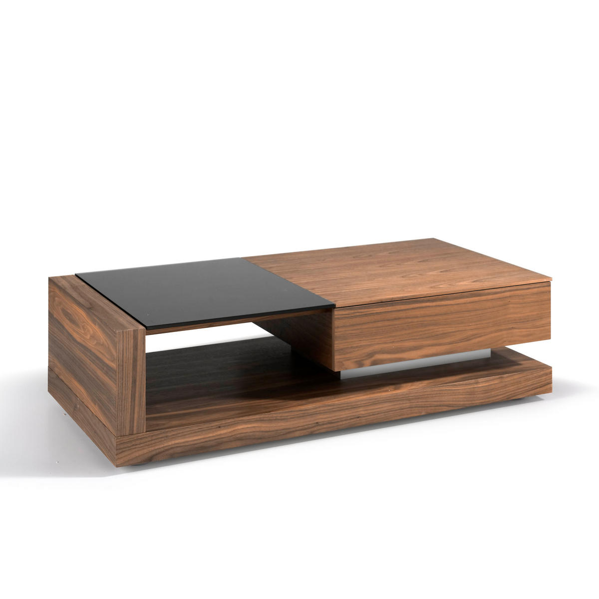 COUCHTISCH Rechteckig Walnuss , Schwarz 130/70/36 cm - Nussbaumfarben/Schwarz, Holz/Metall (70/130/36cm) - ANGEL CERDA