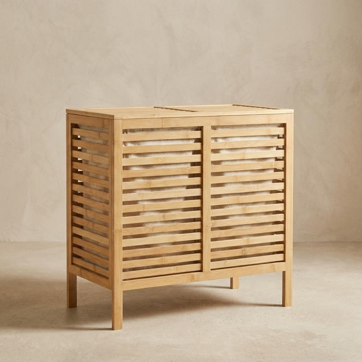 WÄSCHEKORB Moa 90l - Beige, Naturmaterialen (40/58.5/60cm)