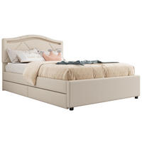 BETT mit Lattenrost, LED und 2 Schubladen 90x200 cm Beige - Beige, Metall (90/200cm) - Meubliv