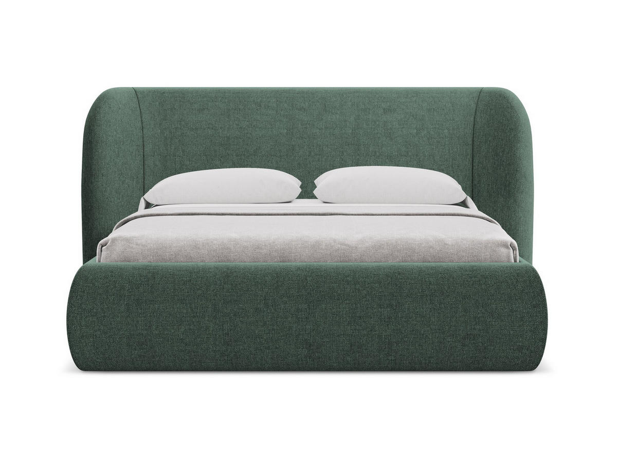 POLSTERBETT mit Bettkasten und Lattenrost 210x215 Grün - Schwarz/Grün, Kunststoff/Textil (160/200cm) - Makamii