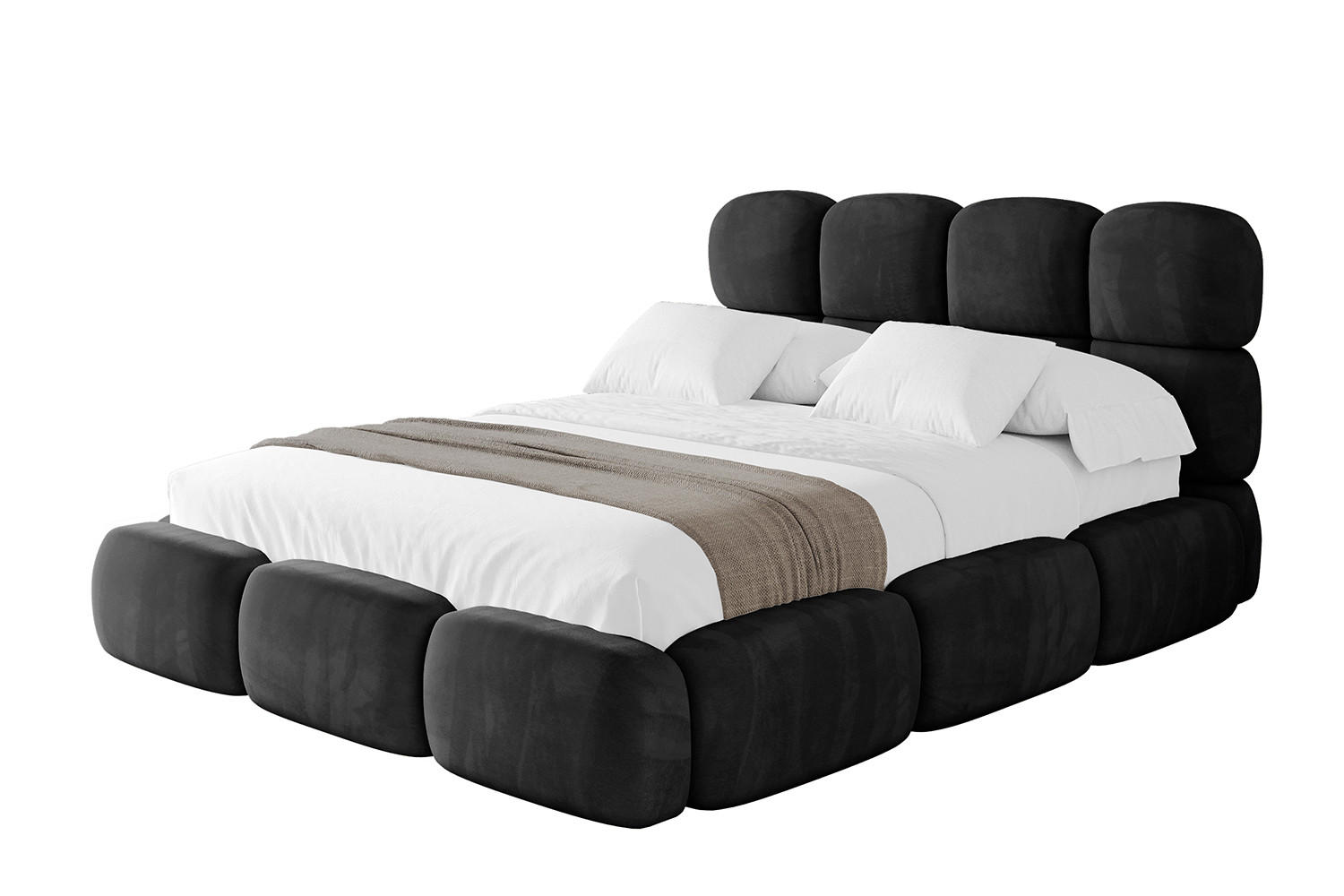 POLSTERBETT mit Bettkasten und Lattenrost, Bett mit Matratze H3/H4 - NOMA 120x200 Schwarz - Schwarz, Holzwerkstoff/Textil (120/200cm) - ALTDECOR