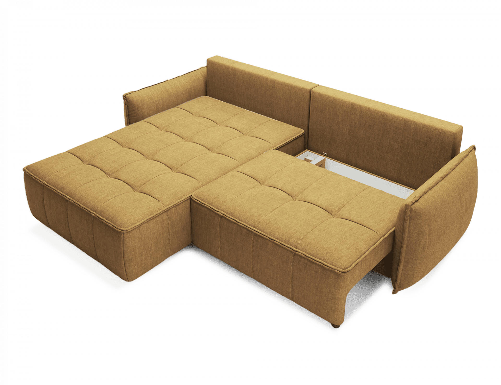 ECKSOFA mit Schlaffunktion und Bettkasten - Gelb, Textil (265/196cm) - Eltap
