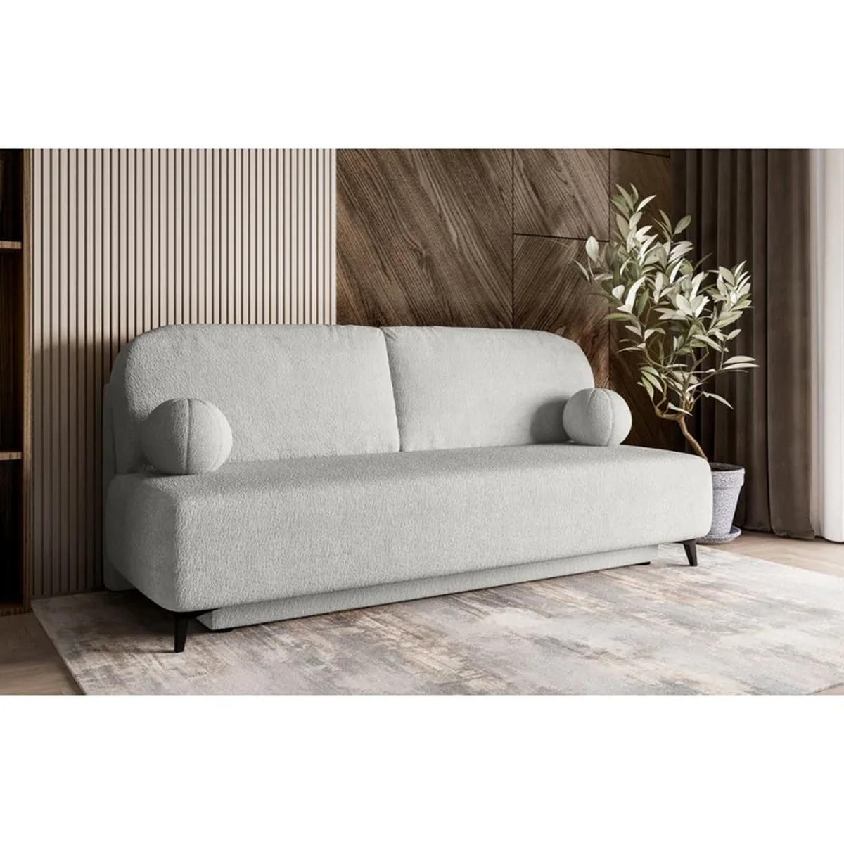 SCHLAFSOFA MIO, Sofa mit Schlaffunktion und Bettkasten, Farbe: Grau, Bouclé-Stoff - Grau, Textil (198/90/86cm) - Sepro Meble